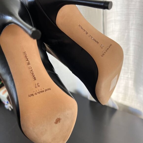 Manolo Blahnik Black Leather Zipup/Laceup Stiletto Booties - Picture 4 of 4